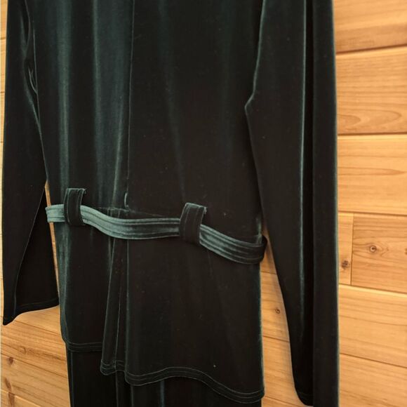 Plaza South Large Dark Green Velvet Tie Waist Long Sleeve Maxi Dress Christmas - Picture 7 of 11